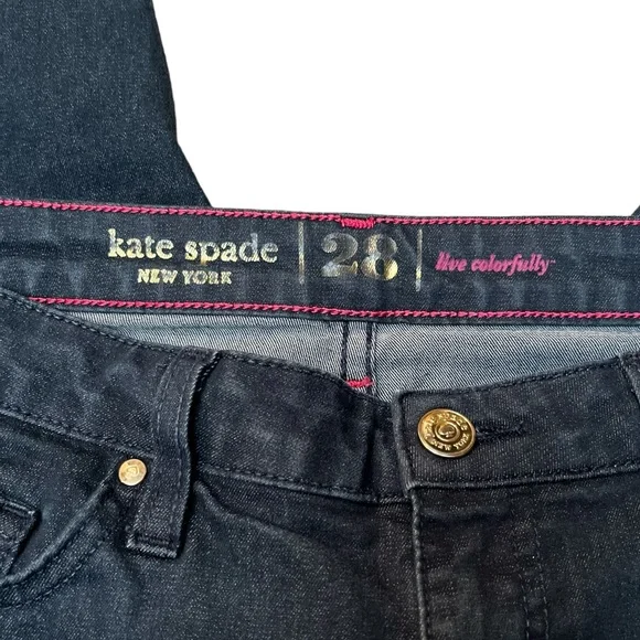 Kate Spade women's size 28 dark blue denim cropped jean EUC - Picture 3 of 6